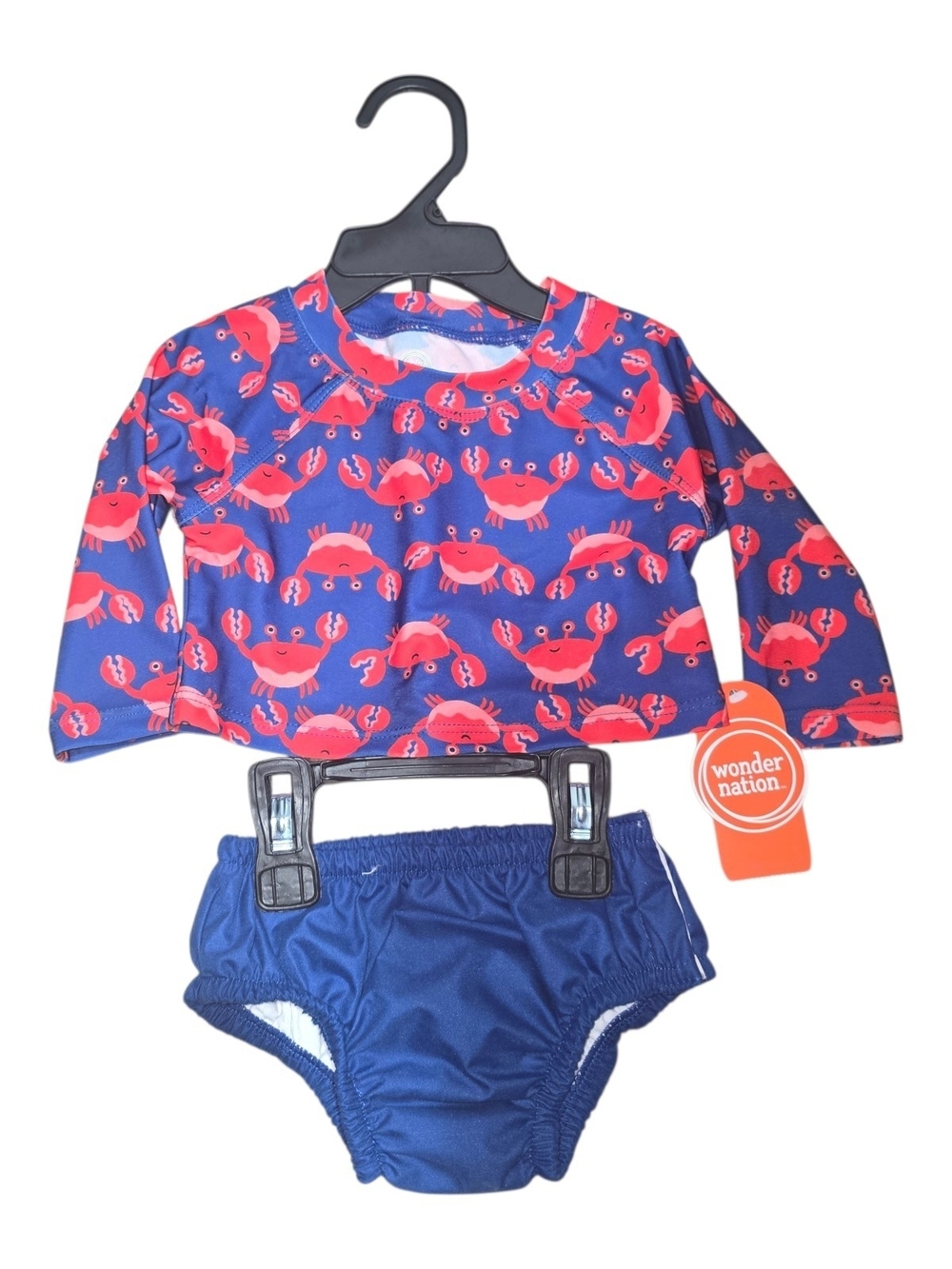 NWT Wonder nation Blue Rashguard Set with Red Crab Print 0-3m